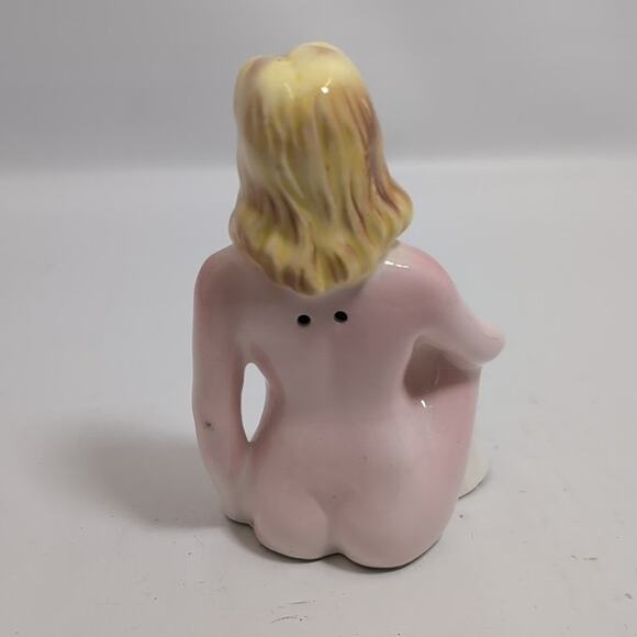 Vintage Salt And Pepper Shakers 2 Piece Nude Woman With Sun Hat, Includes Cork - Picture 5 of 7